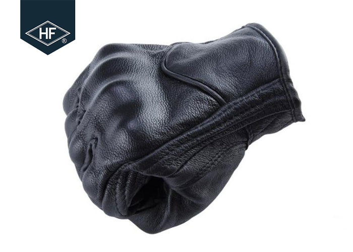 Black Leather Aftermarket Motorcycle Accessories Full Finger Motorcycle Golves