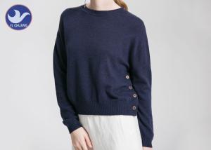 Quality Side Buttons Derection Womens Knit Pullover Sweater Crew Neck Jumper wholesale