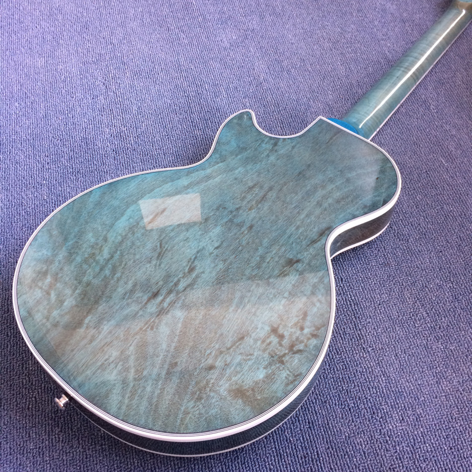 New style of custom guitar, double F holes,Flame Maple Top ,blue guitar