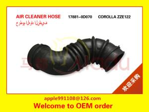 Quality Black Rubber Air Cleaner Hose 17881-0D070 For Toyota Corolla Zze122 Car wholesale