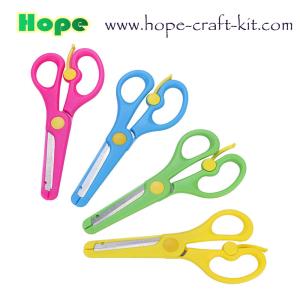 Quality Kids Toddler DIY Safe Small Scissors Safe Plastic Stainless Steel with Decoration Edge Colorful Hobbies DIY Material wholesale