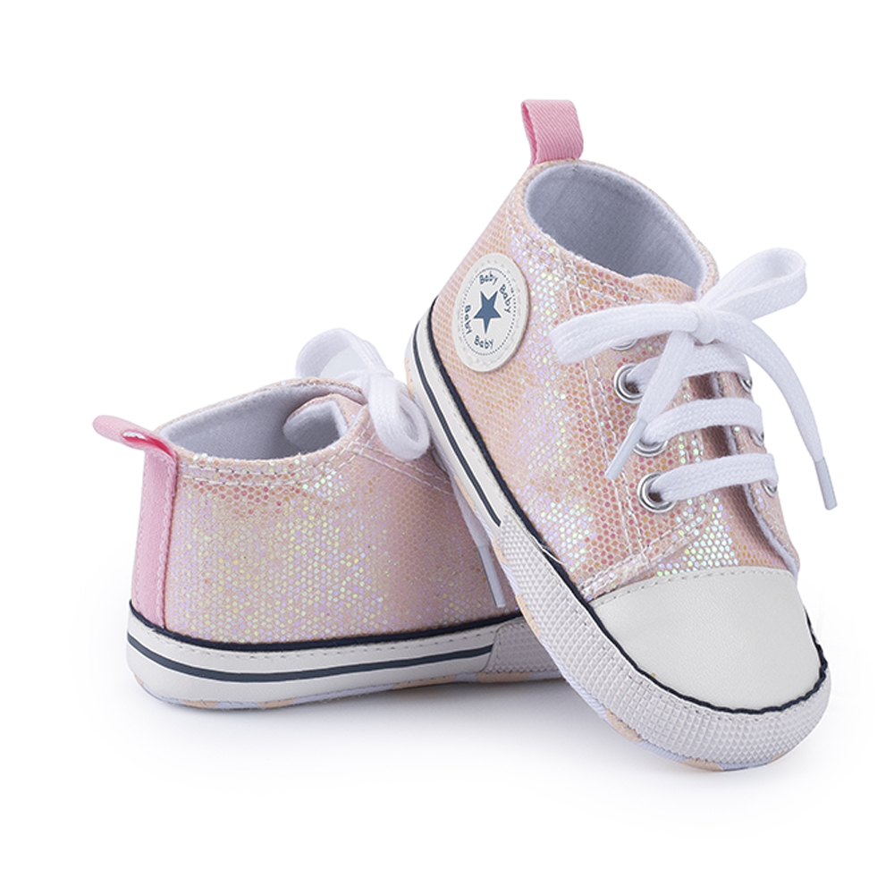 New style fashion Canvas black Sequin infant crib baby shoes boy