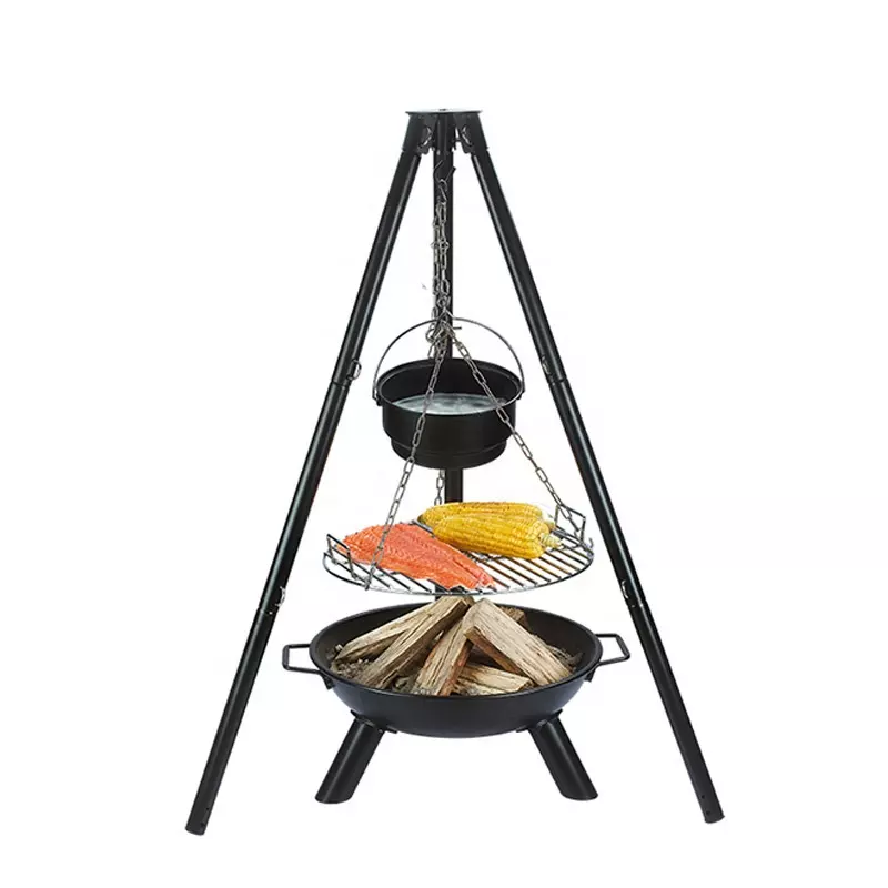 52x2cm Cooking Area Tripod Swivel Grill Outdoor Camping BBQ with Flame Safety Device