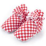 New designed Cotton fabric Gingham red indoor prewalk toddler baby sock shoes