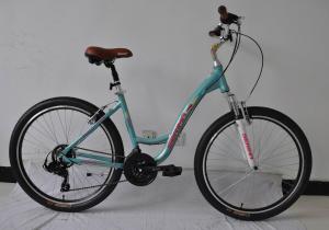 Quality CE standard steel 26 inch OL city bike for lady with Shimano 21 speed with basket and carrier wholesale