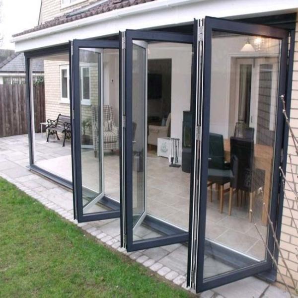 Thermal Break Commercial Aluminum Frame Glass Doors Folding / Bifolding