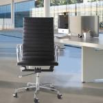 Alloy Base h45.6" Black PU Leather Office Chair / High Back Computer Chair 35