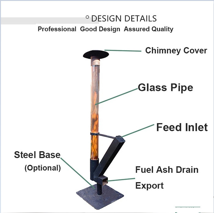 Garden Steel Patio Heater Outdoor Wood Pellet Heater 140cm Or Customize