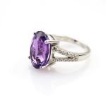 Women Jewelry 10mmx14mm Oval Purple Cubic Zircon Silver Ring(R224)