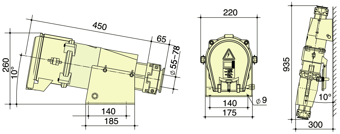 PowerSyntax 4P 630 Amp 415V IP67 Heavy Duty High Current Industrial Connector Wall Mounted Type Part No. 75339