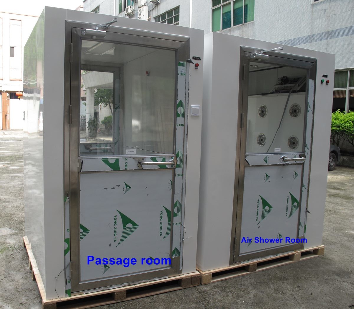 Stainless Steel Swing Doors Cleanroom Air Shower For 2 Person