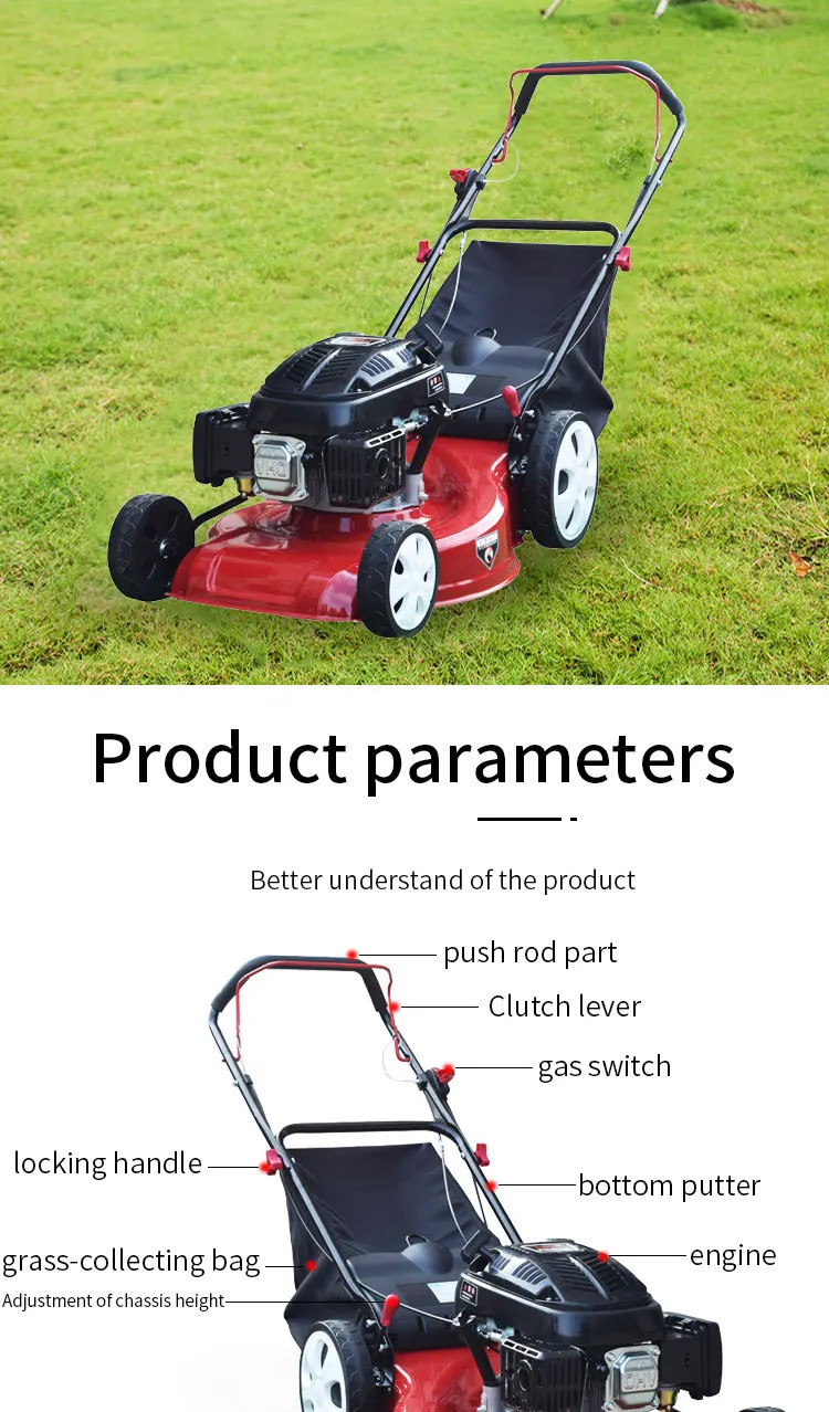 4000W Agricultural Farm Machinery 4 Wheel Hand Propelled Lawn Mower