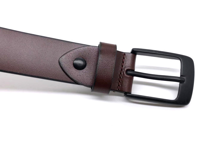 Wear Resistance Mens Leather Dress Belt With Black Alloy Buckle 35mm