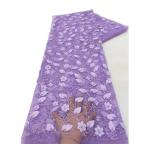 Luxury Beaded Lace Fabric lilac flower lace fabric applique for dress 3d flower