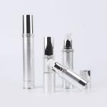 Airless Plastic Silver Aluminum Slimline Lotion Pump Dispenser 10ml - 30ml