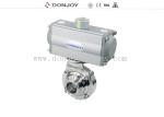 DN50 Horizontal Actuator Pneumatic butterfly ball valve with clamped connection