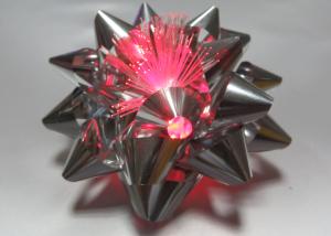 Quality 10CM Dia Metallic LED Ribbon Bow for gift decorations , Pink Blue Silver Star Bow wholesale