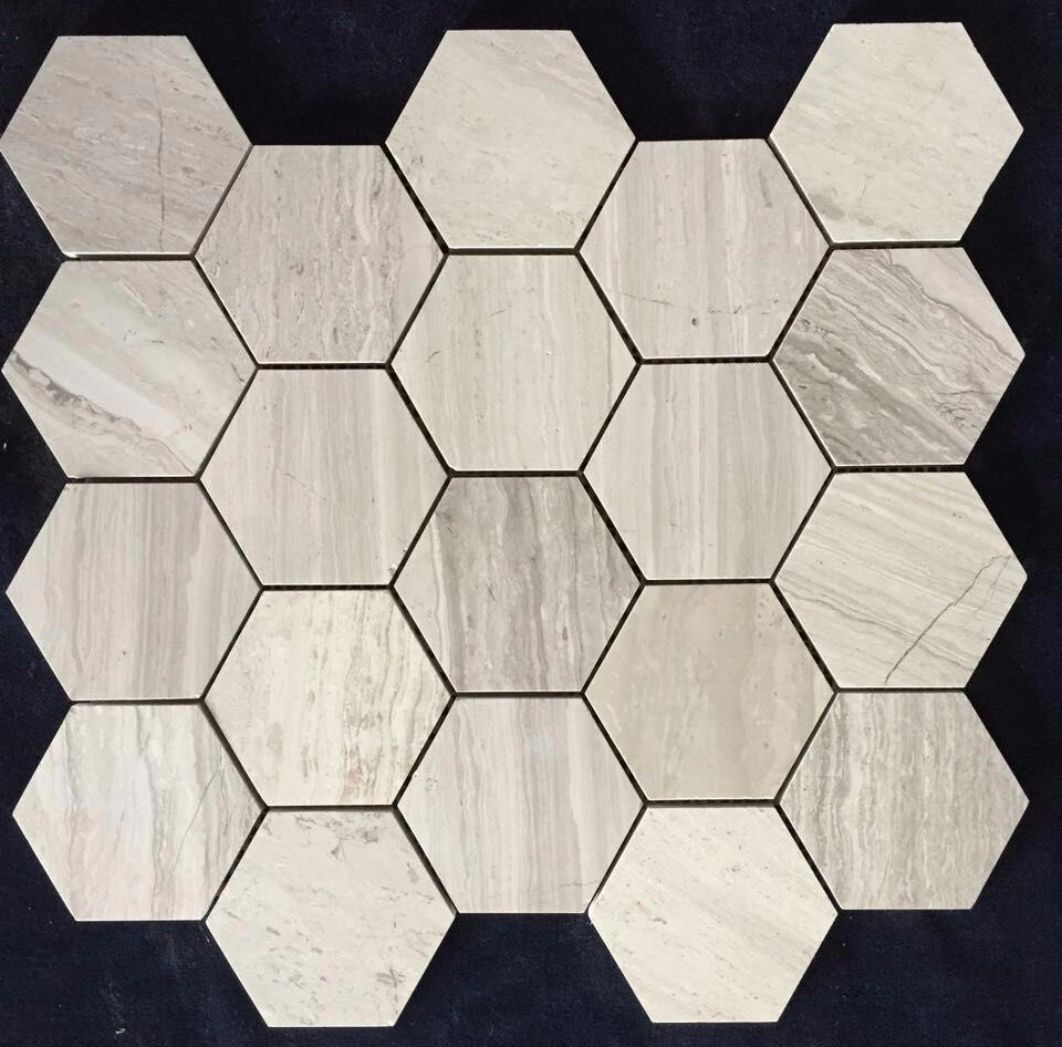White Black Penny Grey Mosaic Floor Tiles , Various Patterns Stone Brick Mosaic Tiles