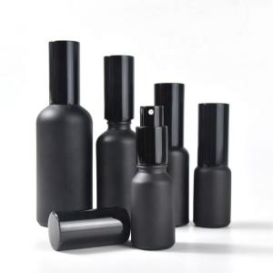 Quality 22mm Dia Glass Cosmetic Containers Matte Black Perfume Glass Bottle H82mm wholesale