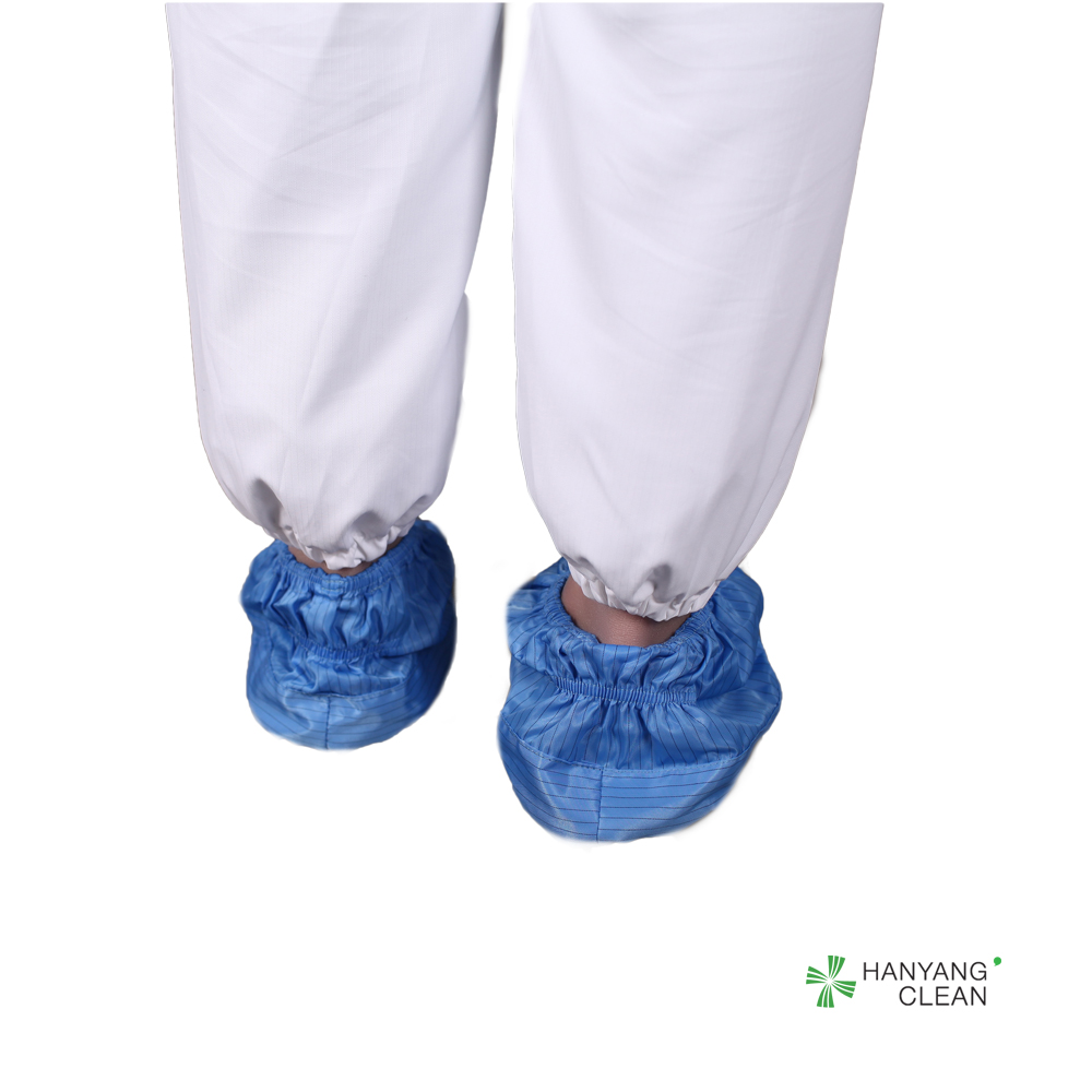 Pharmaceutical clean room reusable and washable blue stripe shoes soft sole antistatic ESD shoe covers
