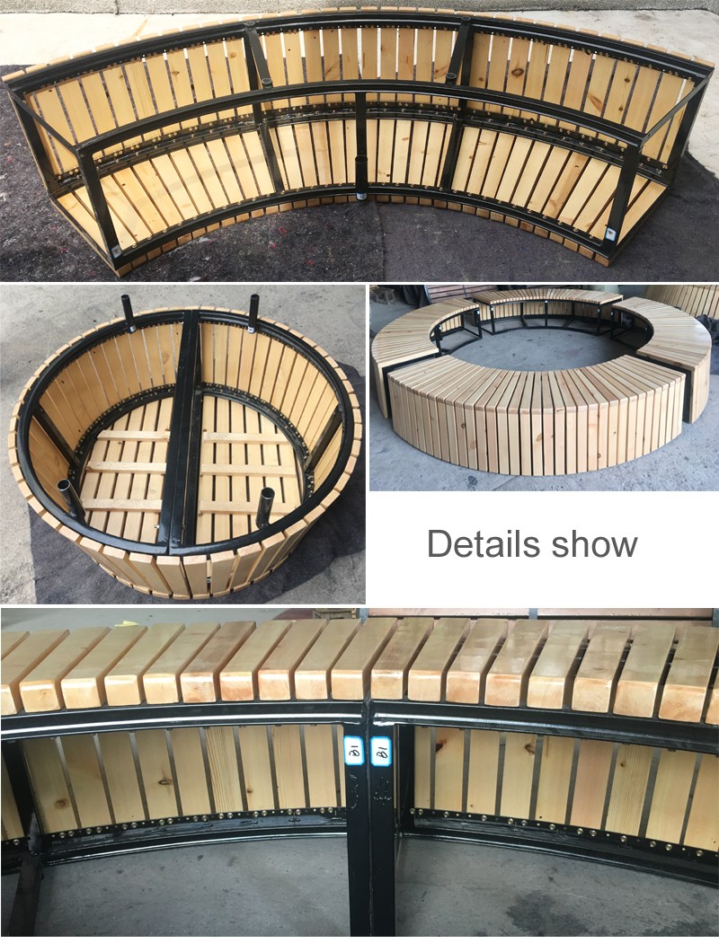 Street round park wooden round tree bench park bench for tree