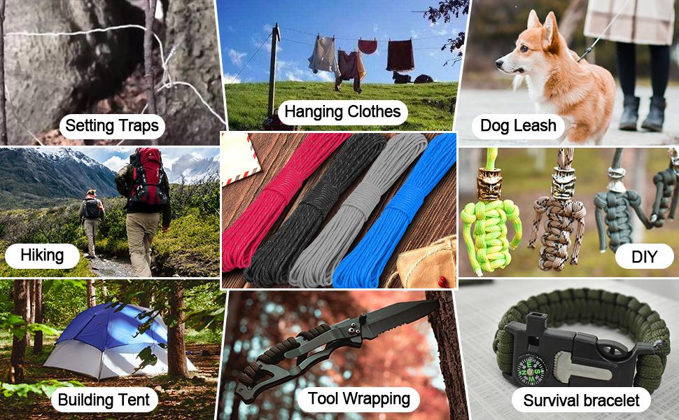 Multifunction 550lb Paracord Type 3 2mm Diameter For Outdoor Camping Hiking