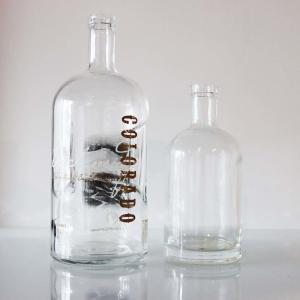 Quality 375ml Large Alcohol Bottle Clear Glass Bottles For Liquor Bourbon wholesale
