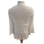 Button V Neck Fold Hem And Sleeve XS Ladies Casual Wear