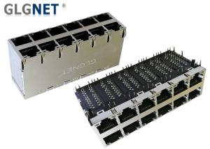 Quality 2x6 RJ45 Multiple Port Connectors Right Angle 1000 Base T Magnetic UPOE Plus wholesale