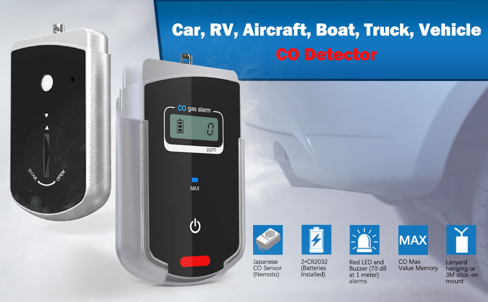 Electrochemical Vehicle Travel CO Monitor Smoke Carbon Monoxide Detector For Driver