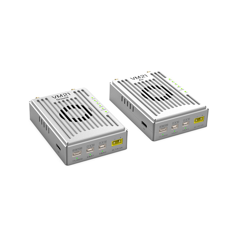 VM21 Video&Data&RC link supports three frequency bands and can transmit 10km Ground-to-Air with Mesh networking.