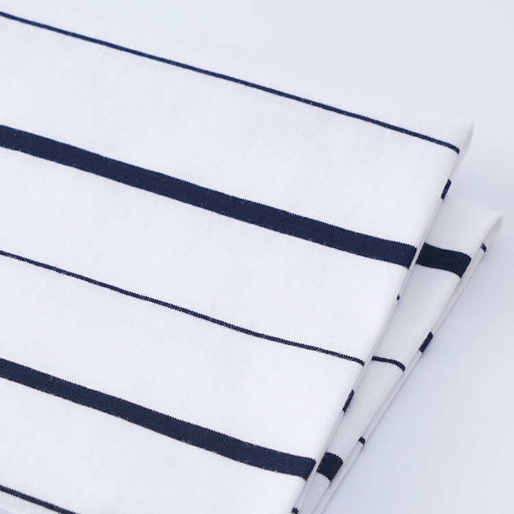 Breathable And Durble Simple And High Quality Striped Cotton Fabric For T- Shirt