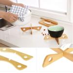 Detachable Sustainable Kitchen Tableware Bamboo Plate Holder Multifunctional