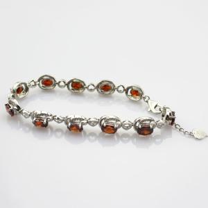 Quality Sterling Silver 5x7mm Oval Amethyst Cubic Zircon Tennis Bracelet(B06PURPLE) wholesale
