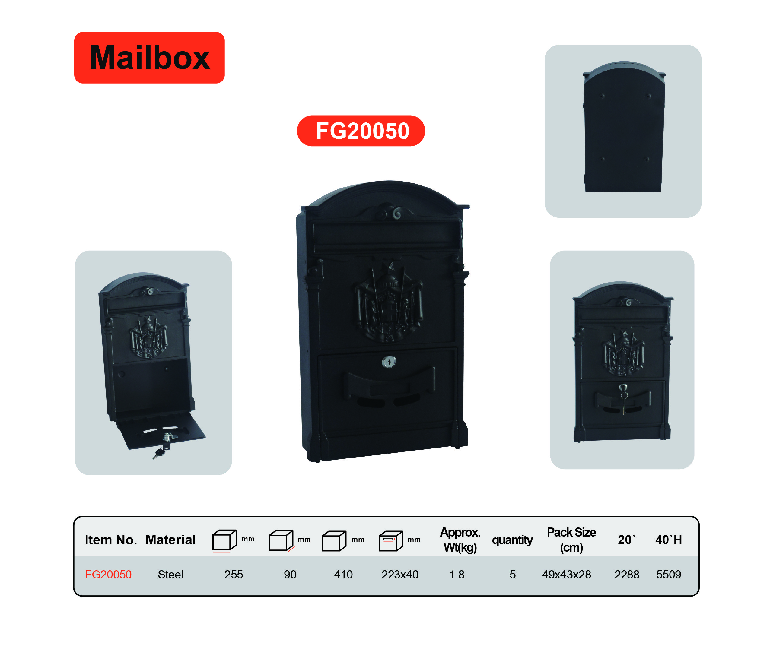Timeless Design Residential Mailboxes Parcel Drop Long Service Life