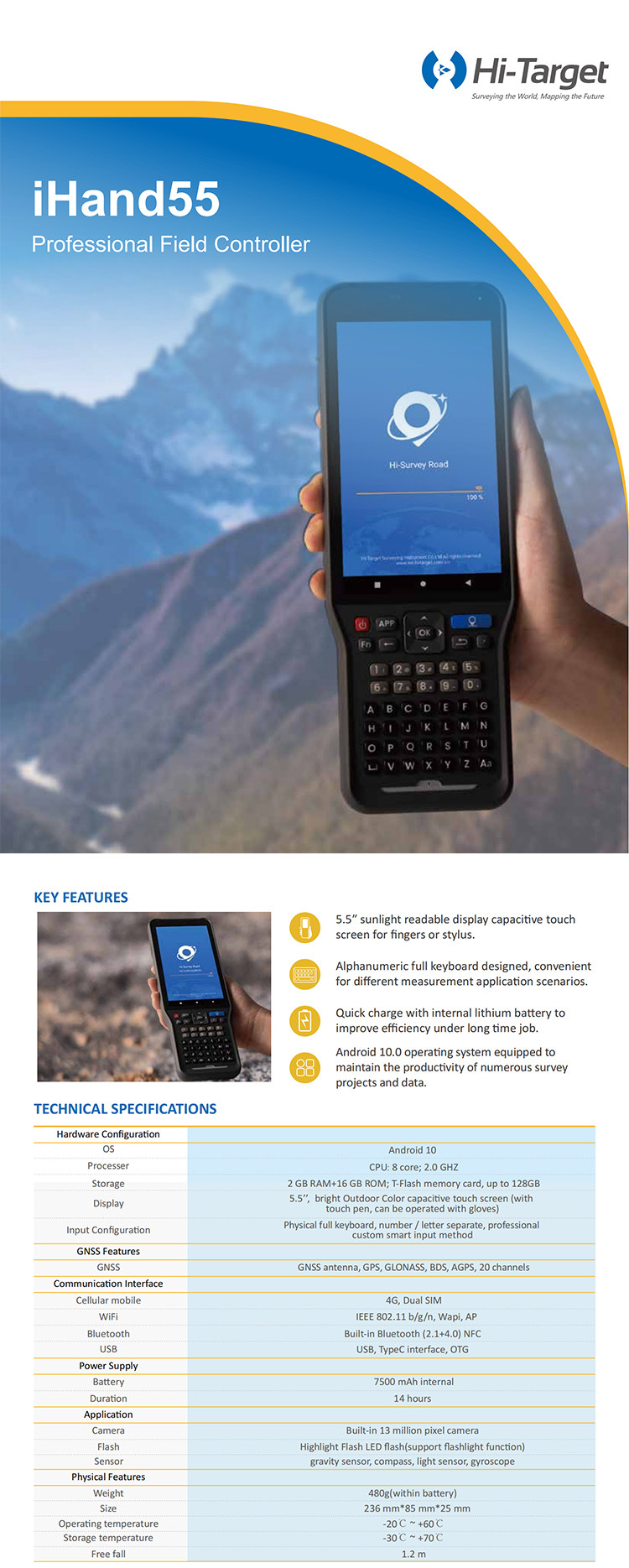 Multi Star System Core GPS 800 Channels Base And Rover GNSS Receiver Non-Condensing Hi-Target V200 RTK GNSS