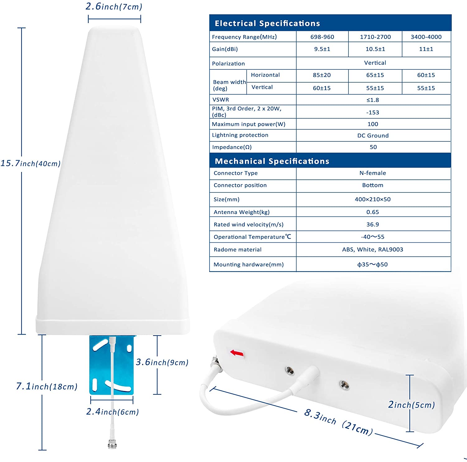 High Gain 20dBi MIMO Wireless Log-Periodic Antenna for Outdoor Long Distance Coverage