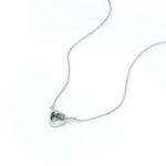 925 Silver Simple Natural Light Brilliant Elegant Green Heart Shaped Moss Agate