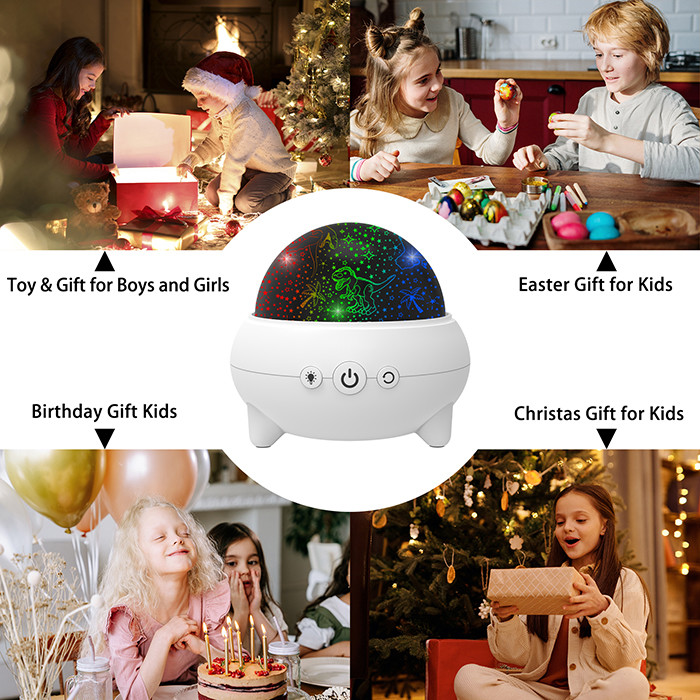 Multicolor Rotatable Dinosaur Projector Lamp , Kids Animal Star Light Projector