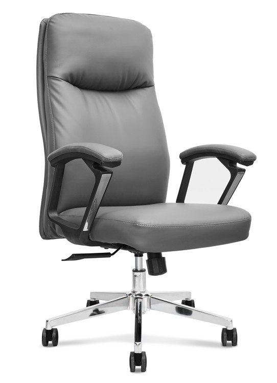 330LBS Ergonomic PU Leather Office Swivel Chairs BIFMA High Back Brown