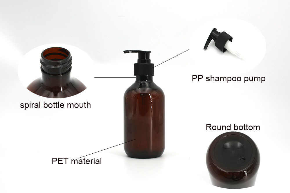 121mm 280ml 480ml Transparent Amber Shampoo Bottle