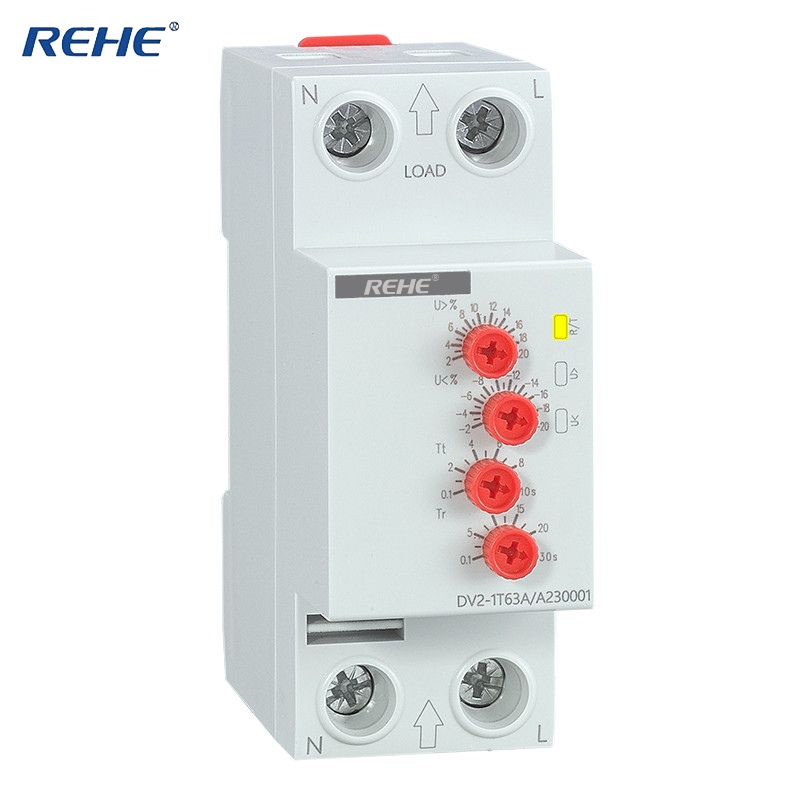 DV2-1T63A Adjustable Voltage Monitoring Auto Reset Under Voltage and Over Voltage Protector