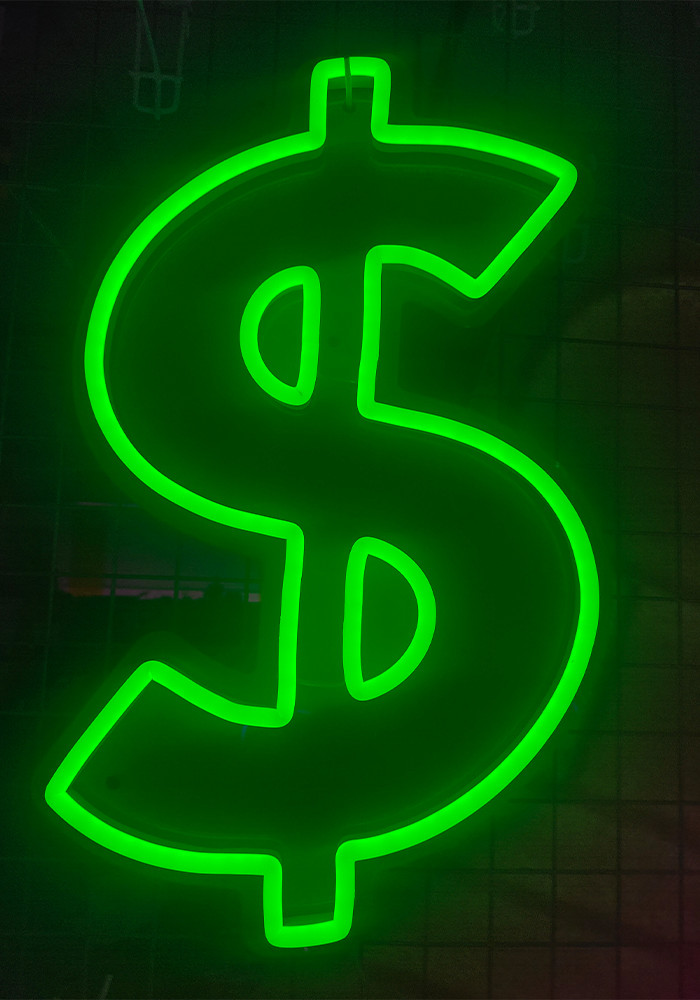 Dollars neon sign handmade green color money neon sign