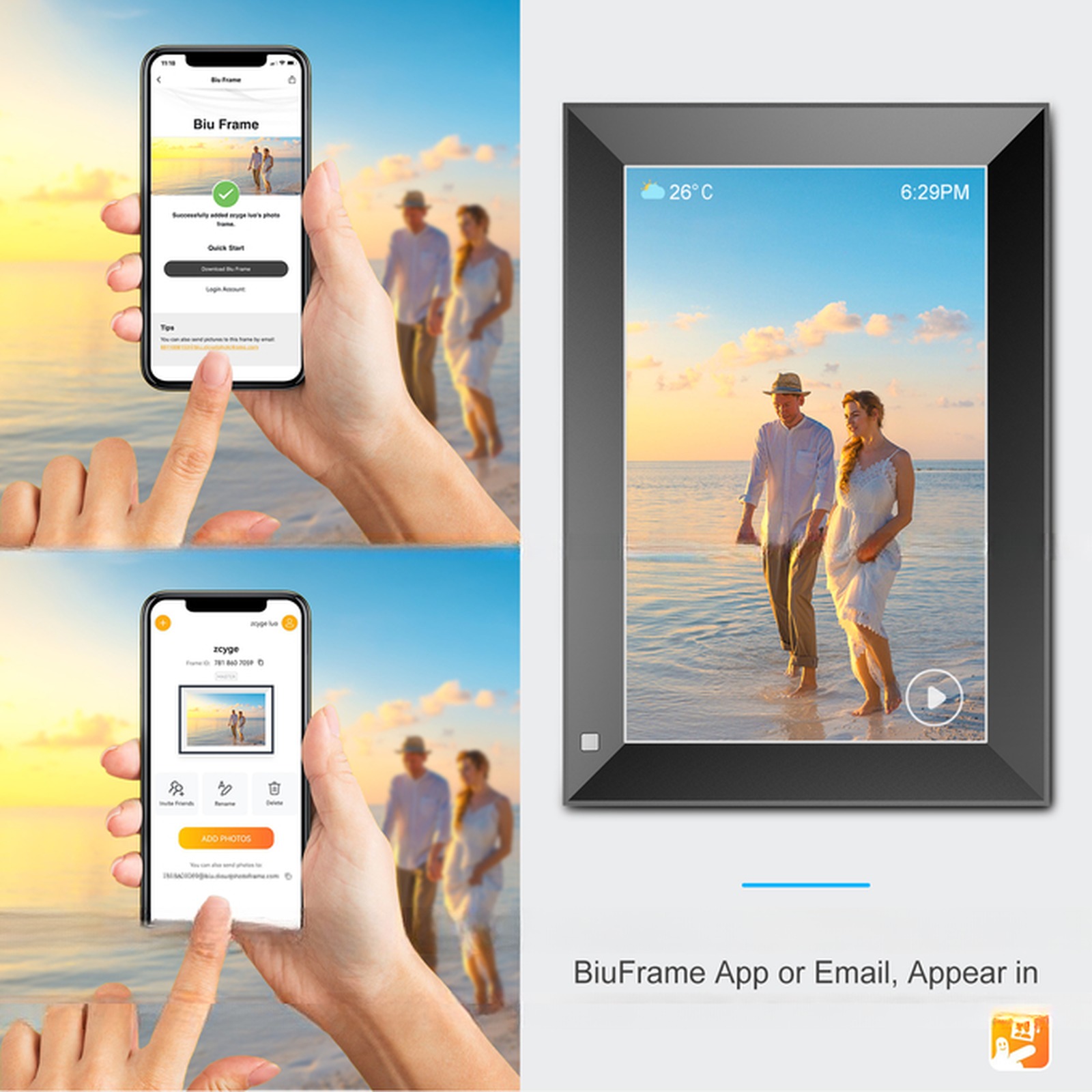10.1" inch IPS touchscreen WIFI digital cloud frame cloud photo frame picture video loop player display
