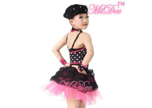 Quality White Polka Dots Fuchsia Sequin Ballet Jazz Dance Costumes For Girls ODM Service wholesale