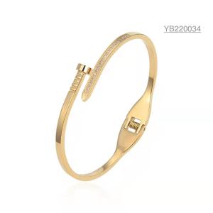 Quality 58X44mm Stainless Steel Designer Jewelry Rhinestone Gold Bracelet With Screw wholesale