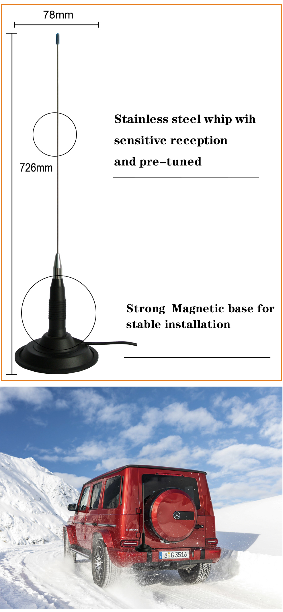 10 Meter 26-29Mhz Magnetic Cb Radio Antenna