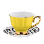 240ml Ceramic Gold Rim Porcelain Turkish Coffee Cups Tea Set Of 6