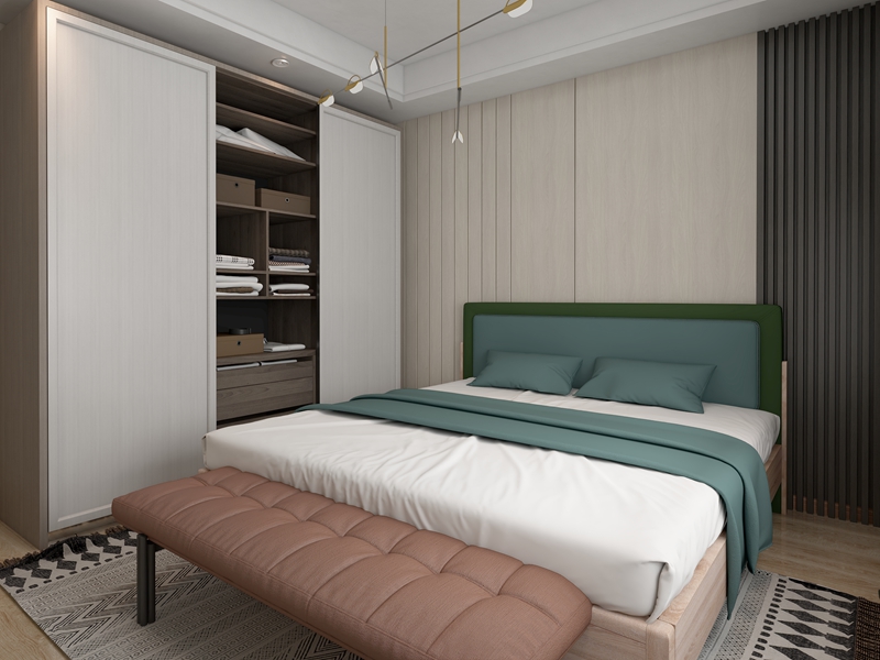 Modern Style Custom Made Bedroom Storage Clothes Wardrobe with Wood Panel Design