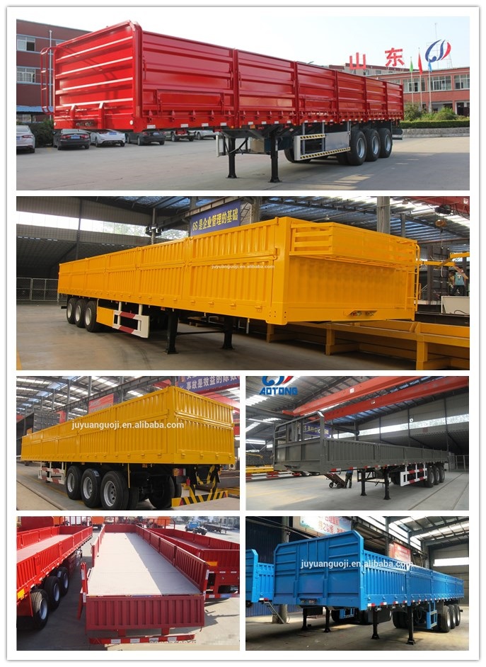 3 Axles Flatbed Dropside Side Wall Open Lorry Semi-Trailer for Bulk Cargo Carrier Moving
